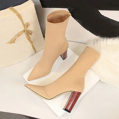 High Heeled Stretch Pointed Toe Boots - Dahlias & Honey