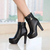 Platform Ankle Boots with Buckle Detail - Dahlias & Honey