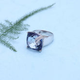 Square-Cut Mystic Quartz Sterling Silver Ring - Dahlias & Honey