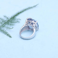 Square-Cut Mystic Quartz Sterling Silver Ring - Dahlias & Honey