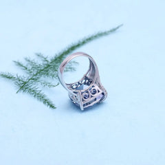 Square-Cut Mystic Quartz Sterling Silver Ring - Dahlias & Honey