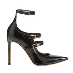 Patent Stiletto Pumps with Ankle Strap - Dahlias & Honey