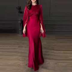 Long-Sleeve Satin Sheath Gown - Dahlias & Honey