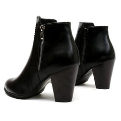 Retro Zipper Ankle Boots with Square Heel - Dahlias & Honey