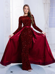 Long Sleeve Floor-Length Sequin Gown - Dahlias & Honey