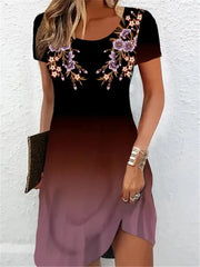 Floral Gradient Summer Dress - Dahlias & Honey