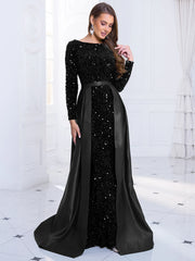 Long Sleeve Floor-Length Sequin Gown - Dahlias & Honey