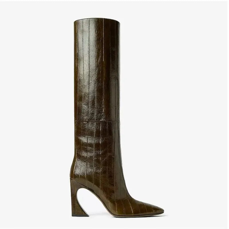Irregular High Heels Knee High Boots - Dahlias & Honey