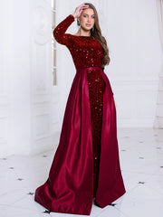 Long Sleeve Floor-Length Sequin Gown - Dahlias & Honey