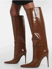 Pointed High Heel Knee Boots - Dahlias & Honey