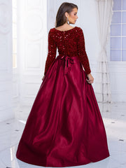 Long Sleeve Floor-Length Sequin Gown - Dahlias & Honey