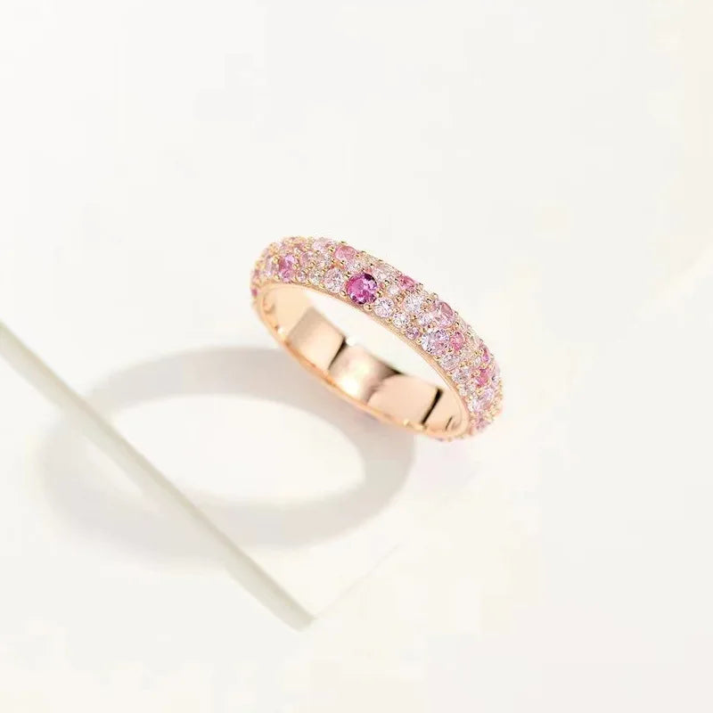 Sterling Silver Rainbow Sapphire Band in Rose Gold - Dahlias & Honey