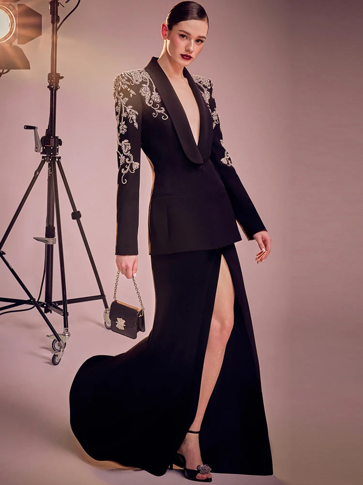 Diamonds Rhinestone Blazer & Mermaid Skirt Set - Dahlias & Honey