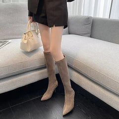 Faux Suede High Heel Knee Boots - Dahlias & Honey