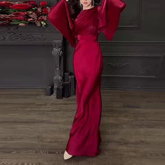 Long-Sleeve Satin Sheath Gown - Dahlias & Honey