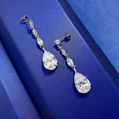 Sterling Silver Pear-Cut Gemstone Drop Earrings - Dahlias & Honey