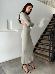 Long Sleeve Knit Column Dress - Dahlias & Honey