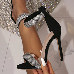 Rhinestone Ankle-Wrap Party Sandals - Dahlias & Honey