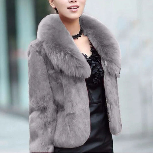 Faux fur coat gray