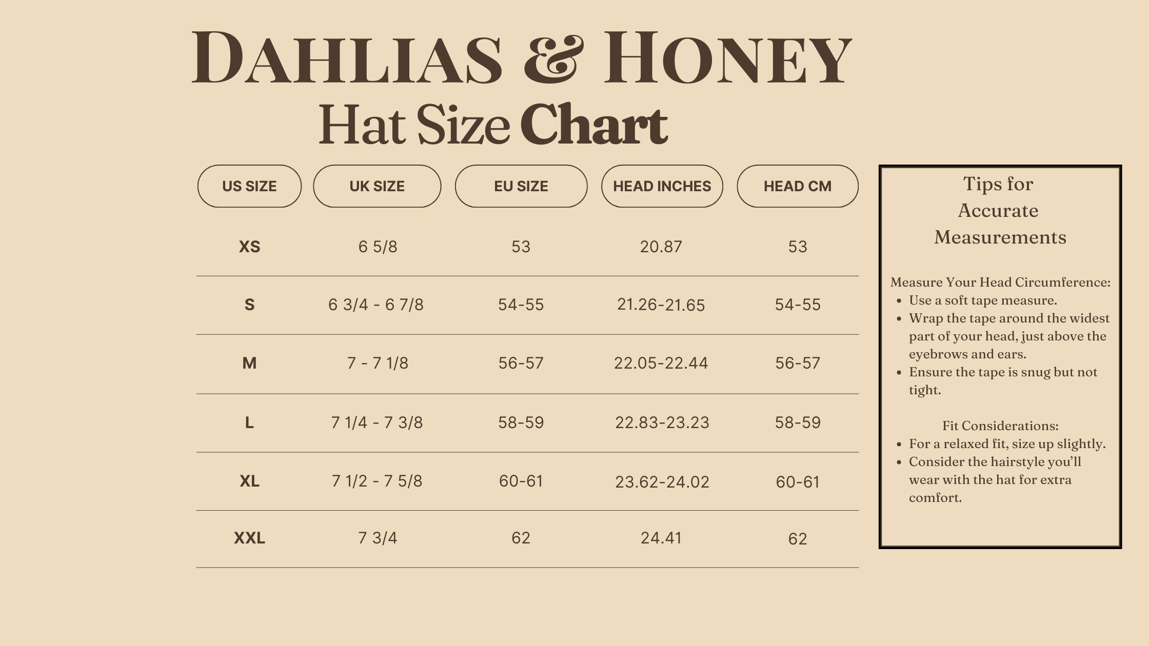 Hat Size Chart
