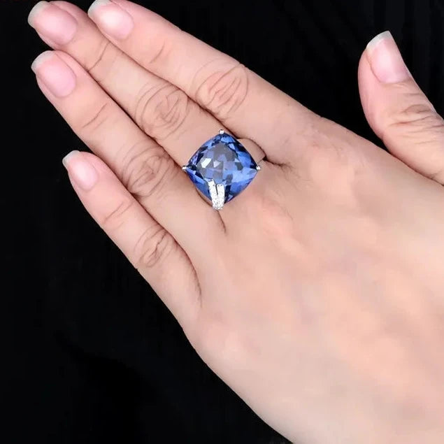 Square-Cut Mystic Quartz Sterling Silver Ring - Dahlias & Honey 