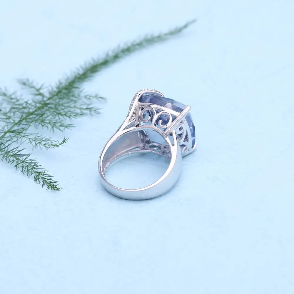 Square-Cut Mystic Quartz Sterling Silver Ring - Dahlias & Honey 