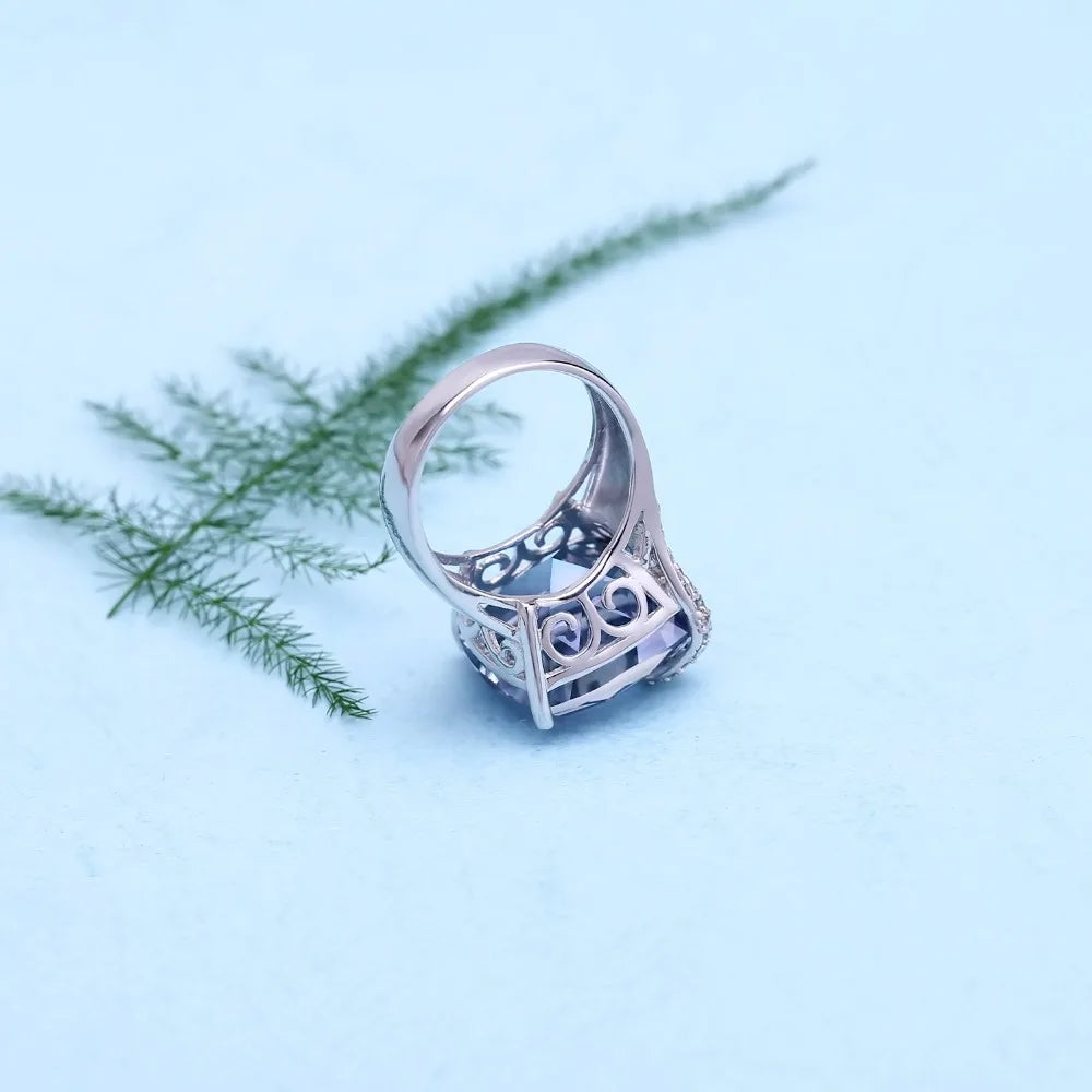 Square-Cut Mystic Quartz Sterling Silver Ring - Dahlias & Honey 