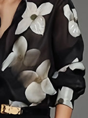 Black Floral Button Blouse - Dahlias & Honey 
