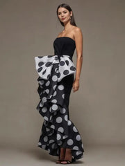 Strapless Polka Dot Bow Dress - Dahlias & Honey 