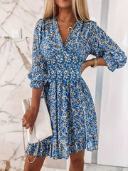 Boho Print V-Neck Short Sleeve Mini Dress - Dahlias & Honey 