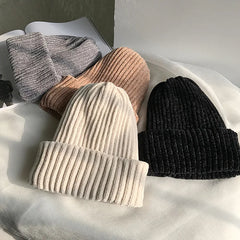 Chenille Knit Beanie Hat - Dahlias & Honey 