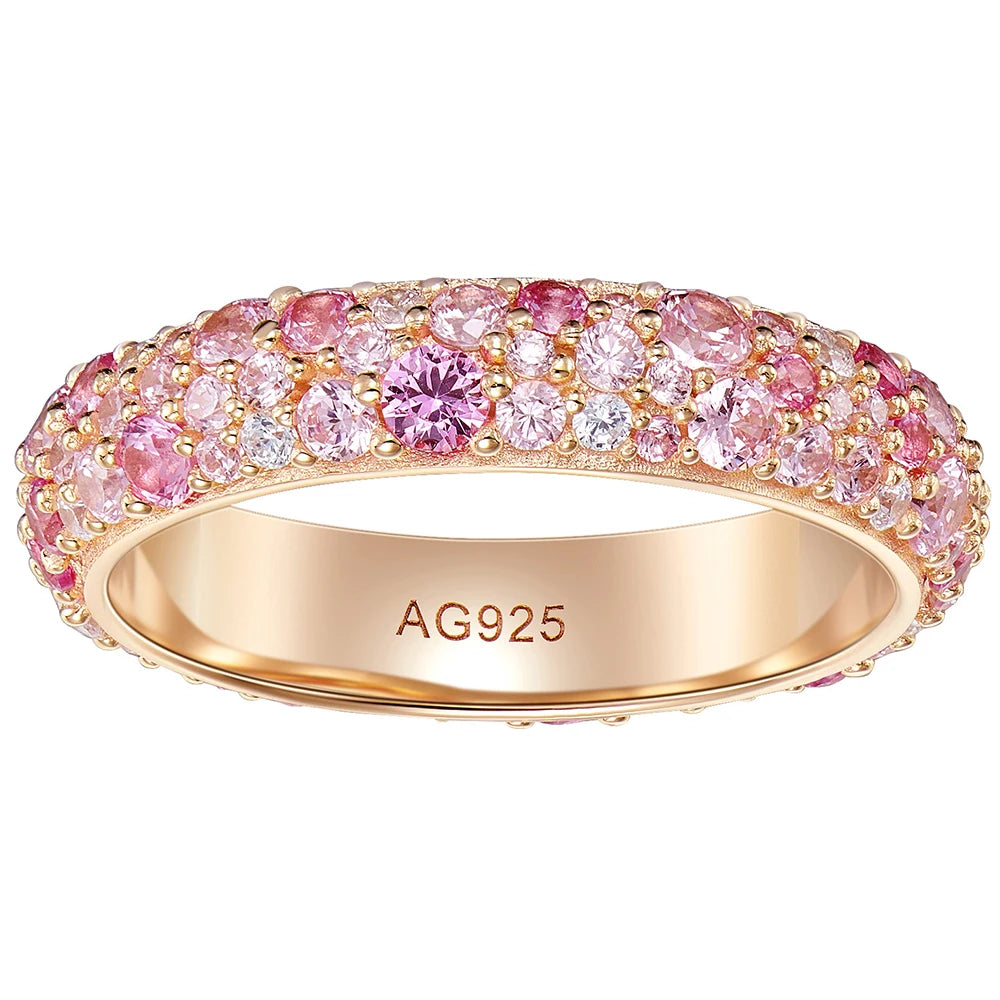 Sterling Silver Rainbow Sapphire Band in Rose Gold - Dahlias & Honey 