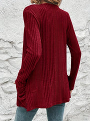 Open Front Long Sleeve Cardigan with Double Pockets - Dahlias & Honey 