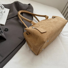 Structured Faux Suede Shoulder Bag with Dual Handles - Dahlias & Honey 