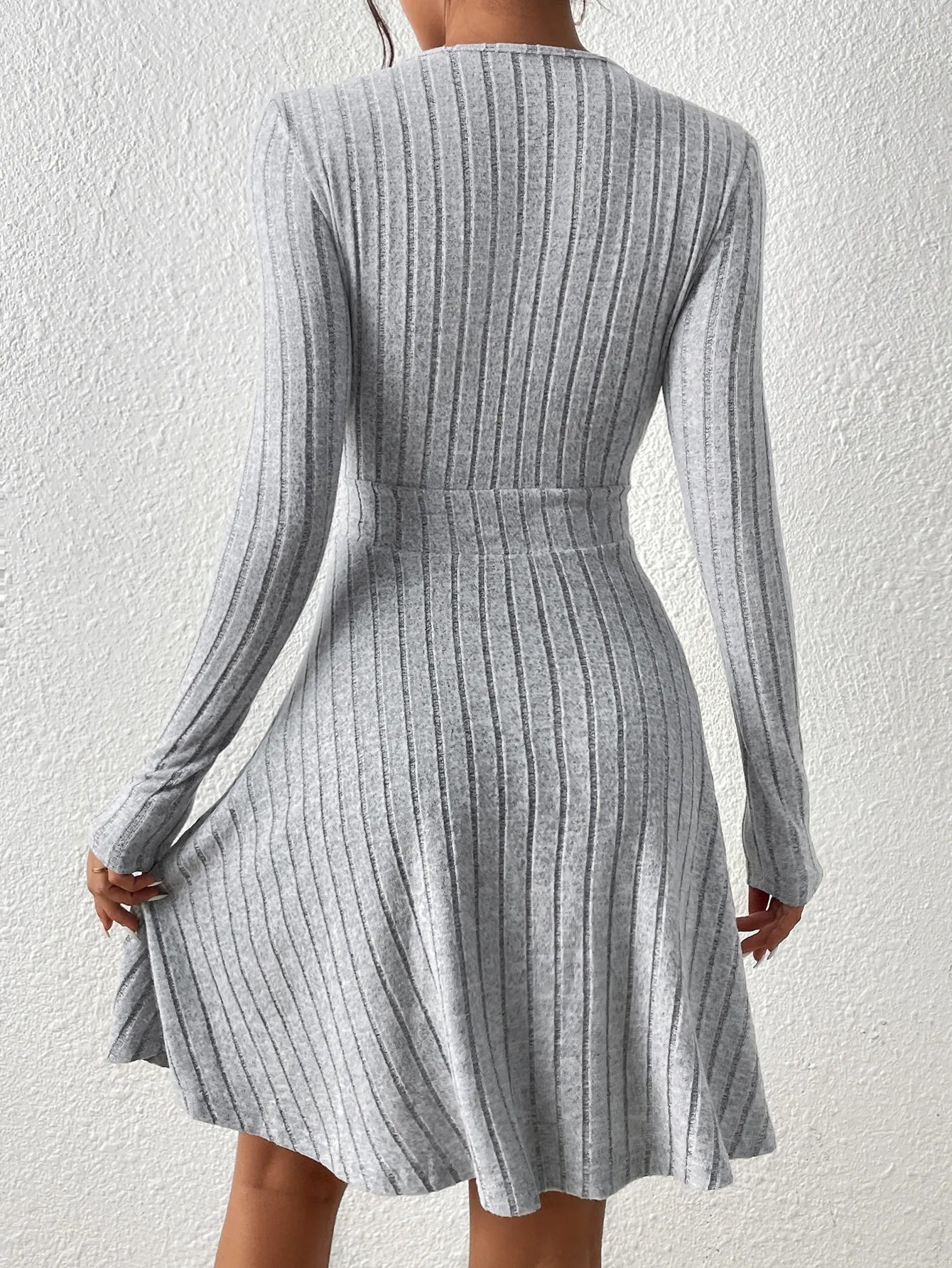 V-Neck Slim Knit Sweater Dress - Dahlias & Honey 