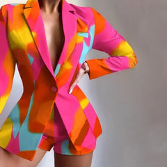 Blazer Short Suit Set - Dahlias & Honey 