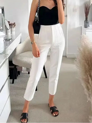 High-Waisted Slim Ankle Pants with Pockets - Dahlias & Honey 