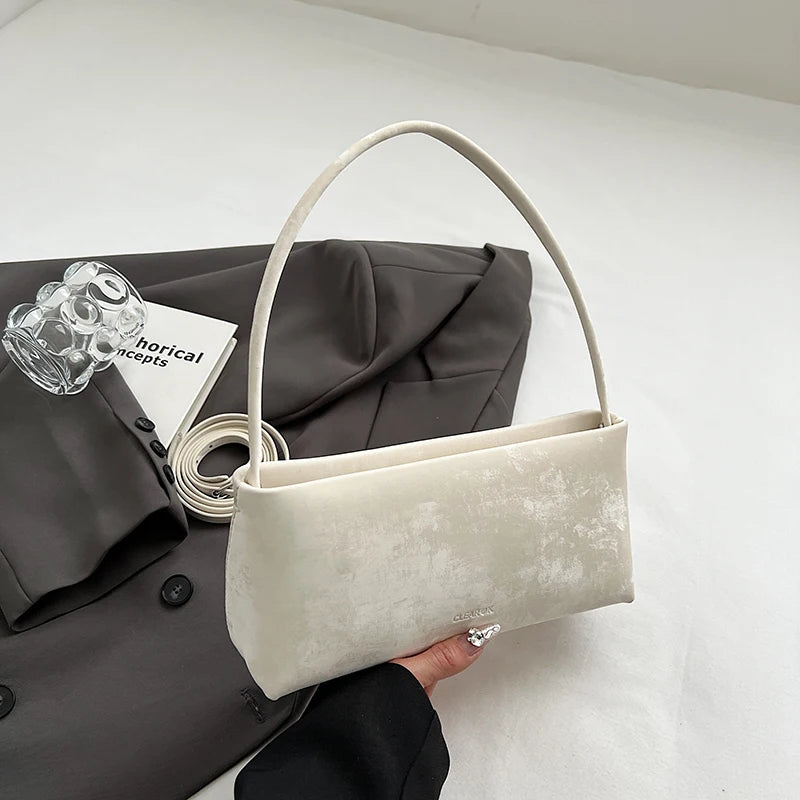 Small PU Leather Baguette Shoulder Bag - Dahlias & Honey 