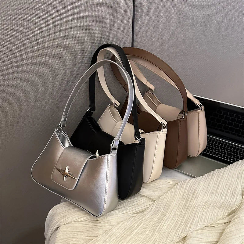 Glossy Mini Shoulder Bag with Zipper Closure - Dahlias & Honey 