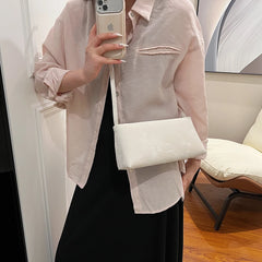 Small PU Leather Baguette Shoulder Bag - Dahlias & Honey 