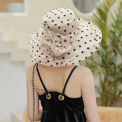 Chiffon Polka Dot Wide-Brim Hat - Dahlias & Honey 