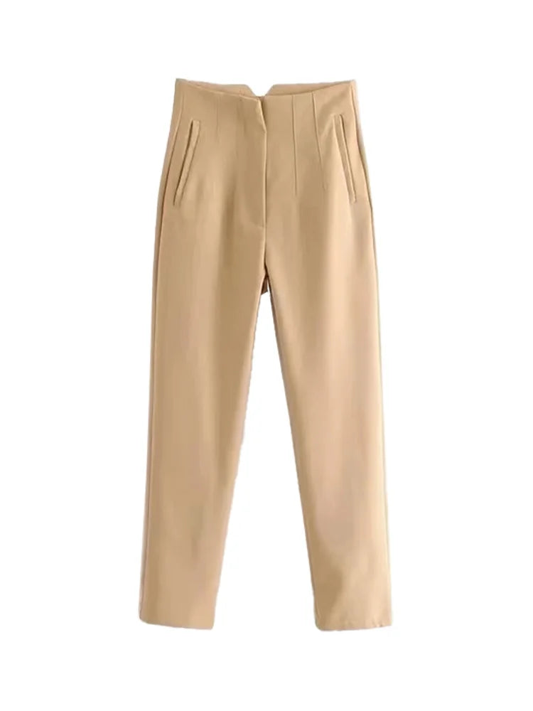 High-Waisted Slim Ankle Pants with Pockets - Dahlias & Honey 
