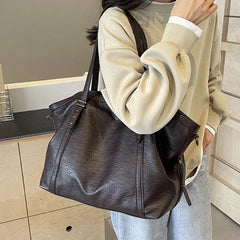 Oversized Soft PU Leather Shoulder Tote - Dahlias & Honey 