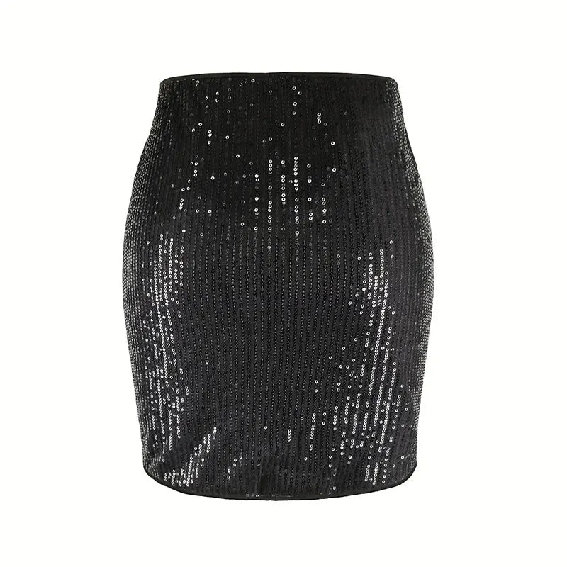 High-Waist Sequin Pencil Mini Skirt - Dahlias & Honey 