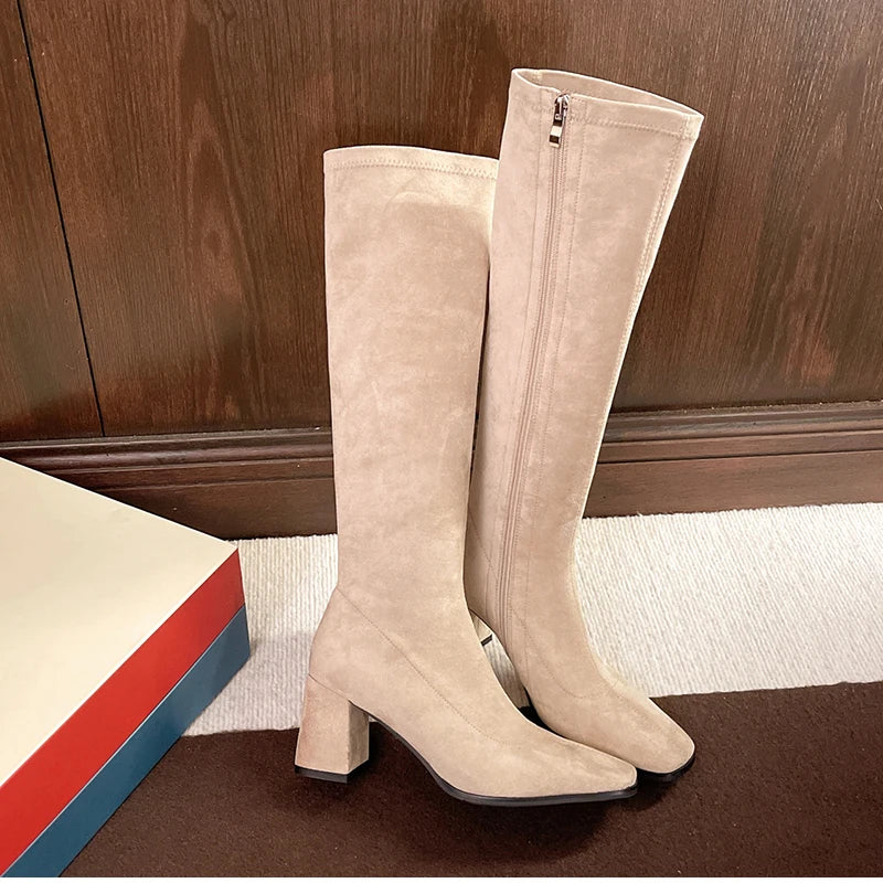 Soft Square Knee High Zip Boots - Dahlias & Honey 