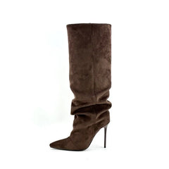 Slouchy Pointed Toe Knee Boots - Dahlias & Honey 