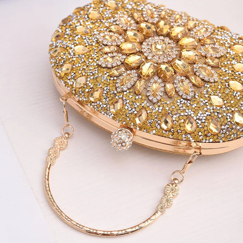 Round Rhinestone Clutch Bag - Dahlias & Honey 