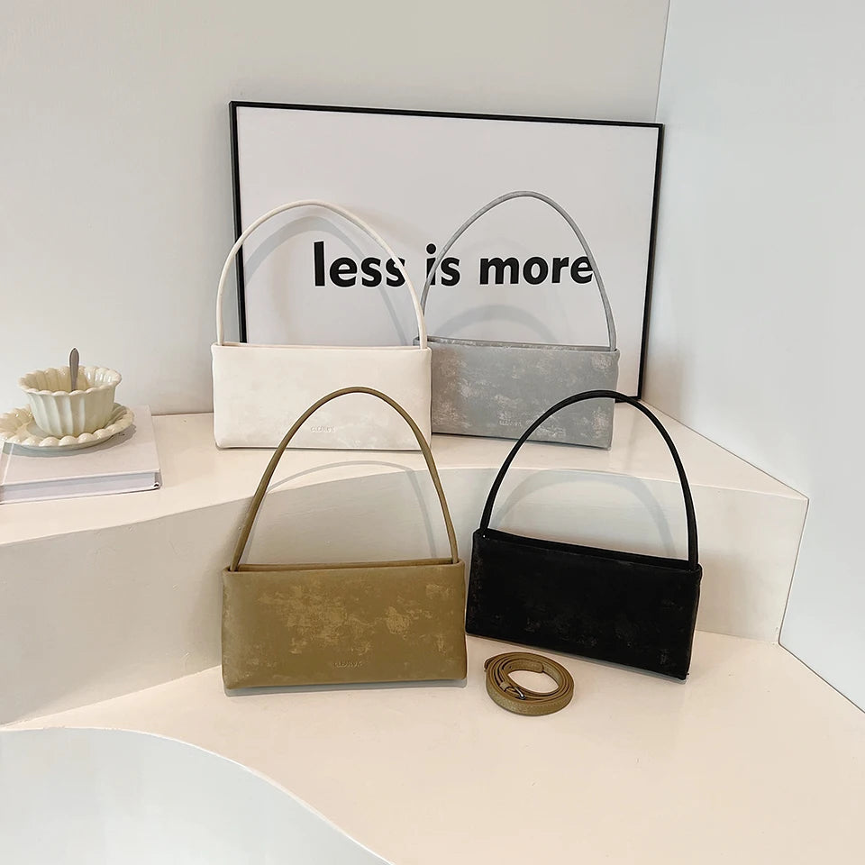 Small PU Leather Baguette Shoulder Bag - Dahlias & Honey 