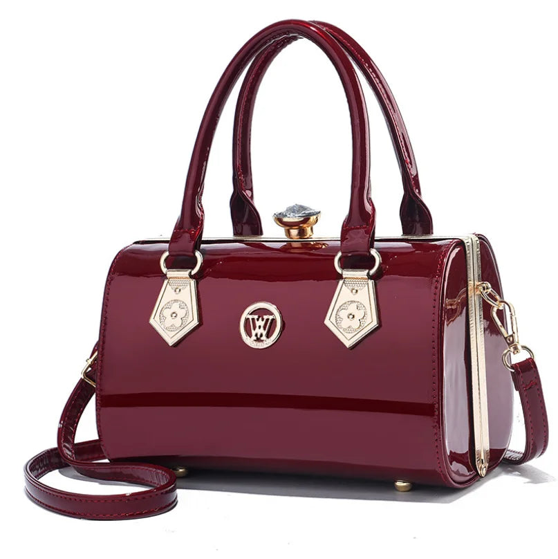Classic Patent Leather Designer Handbag - Dahlias & Honey 