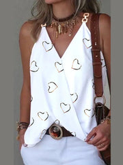 Sleeveless Chain-Print Blouse with Sequin Detail - Dahlias & Honey 